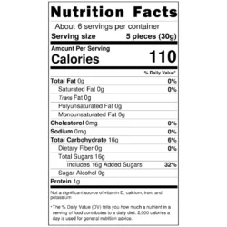 Nutritional information for Women's Bean Project Shipwrecked Sour Gummies.