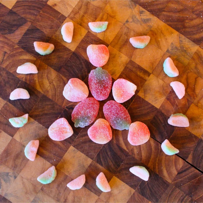 A macro image of Women's Bean Project Summer Harvest Gummies.
